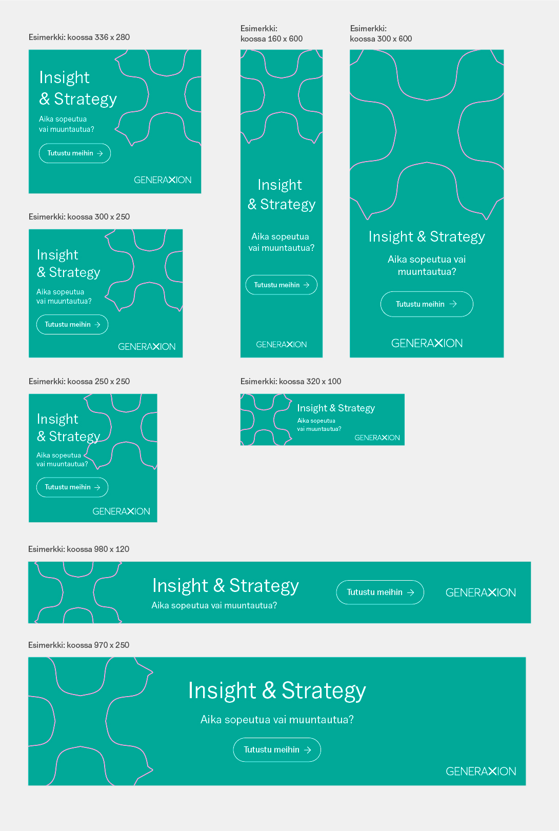 Esimerkkejä räätälöidyistä bannereista