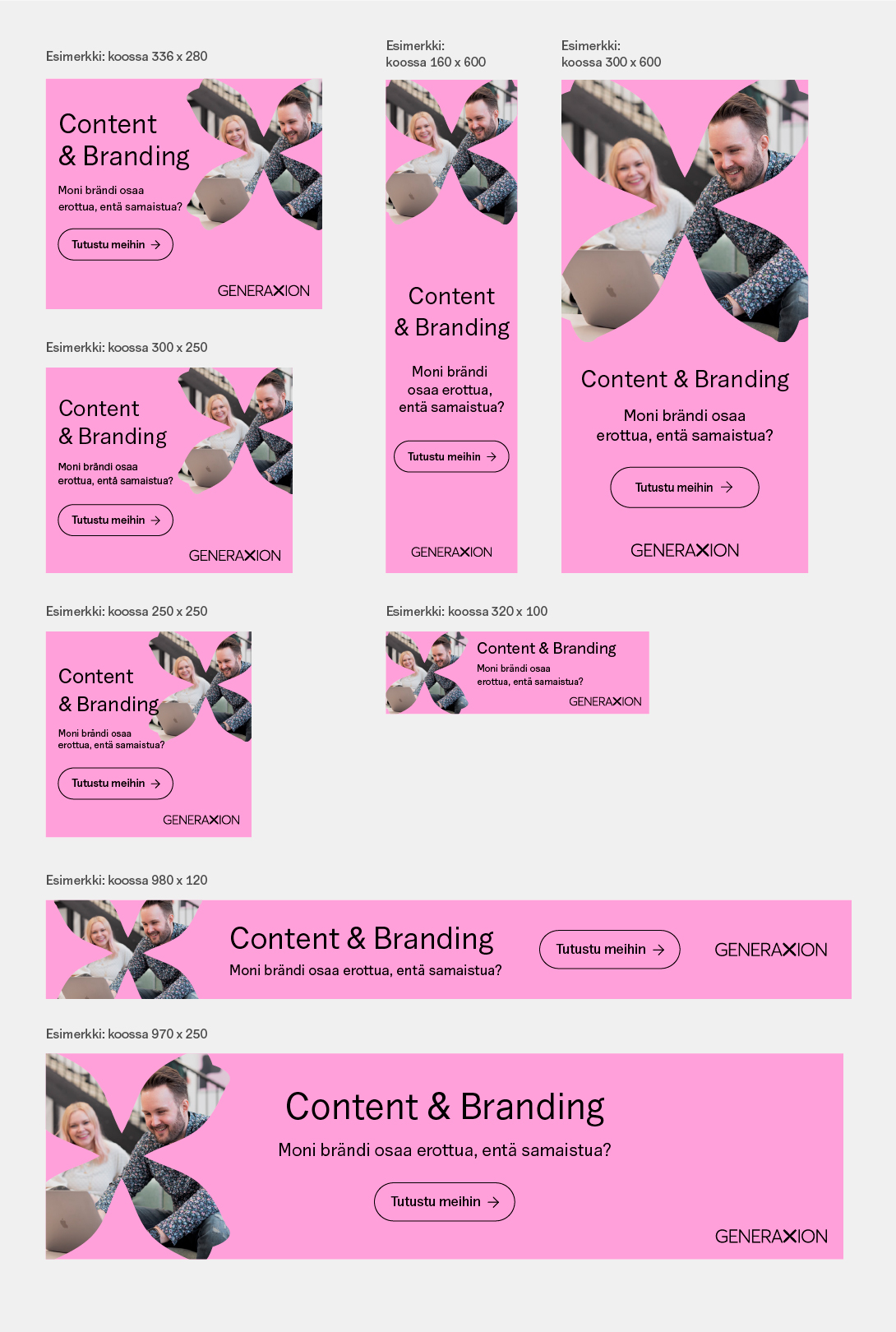 Esimerkkejä räätälöidyistä bannereista